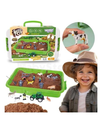WOOPIE Kinetic Sand Set Farm in a Suitcase Tractor Animals 1500g