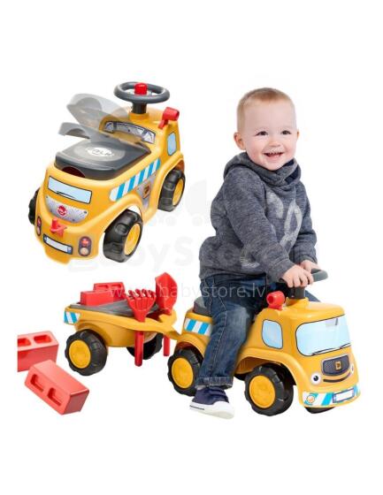 FALK Ride-On Construction Truck JCB with Trailer and Accessories for Ages 1-3