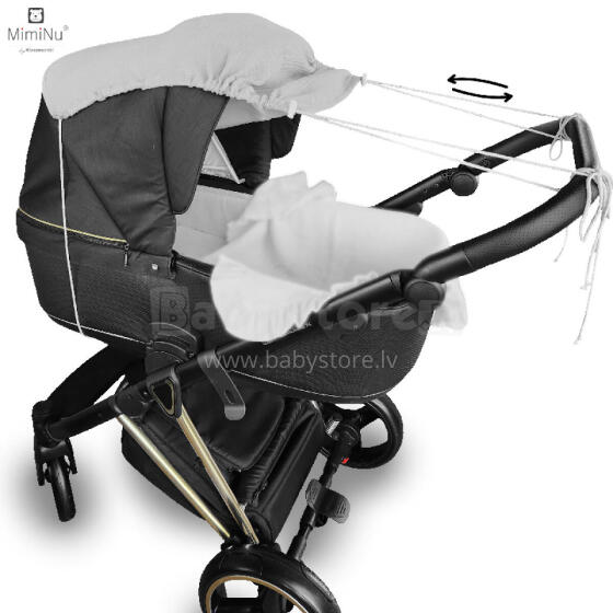 KIECZMERSKI Stroller Canopy, Sunshade MUŚLIN 100% Cotton Gray