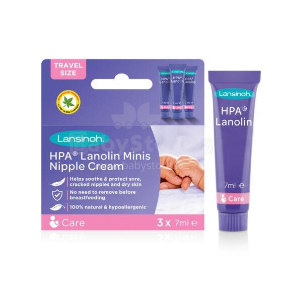 Lansinoh HPA® Lanolin Minis Nipple Cream Art.10234 Nipple cream with lanolin, 3x7 ml,