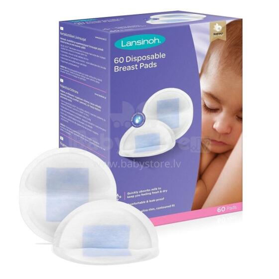 Lansinoh Disposable Breast Pads Art.44265 vienreizlietojamie krūštura ieliktnīši, 60 gab.,