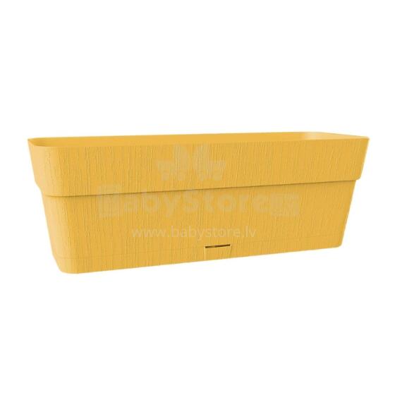 Flower box with tray Ethica 50x18x17cm mustard yellow