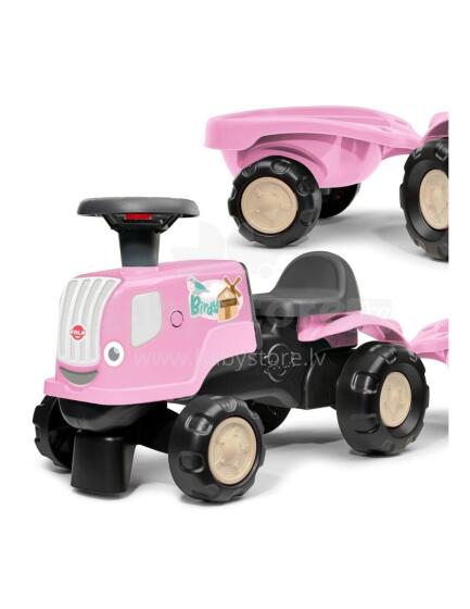 FALK Ripojošais Traktors ar Piekabi Birdy Farm Rozā 1-3 Gadi