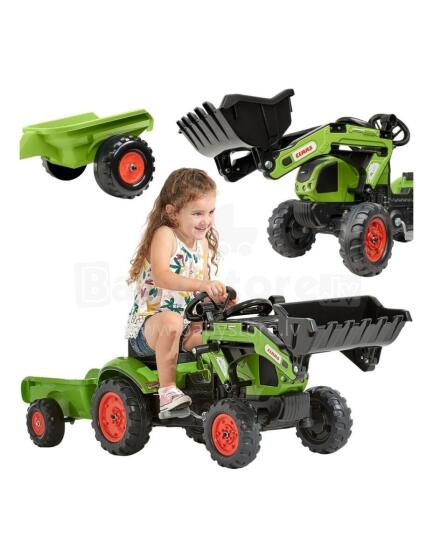 FALK Pedal Tractor with Loader and Claas Trailer for Ages 2-5