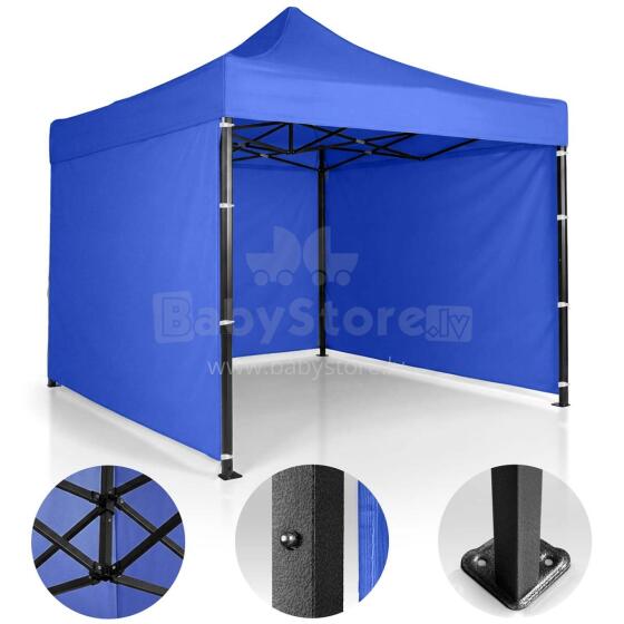 Dārza paviljons 3 sienas 3 x 3m zils plāns