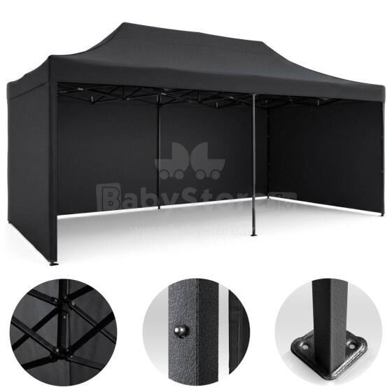 Dārza paviljons 3 sienas 3 x 6m melns plonos