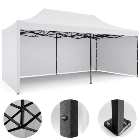 Dārza paviljons 3 sienas 3 x 6m balts plāns