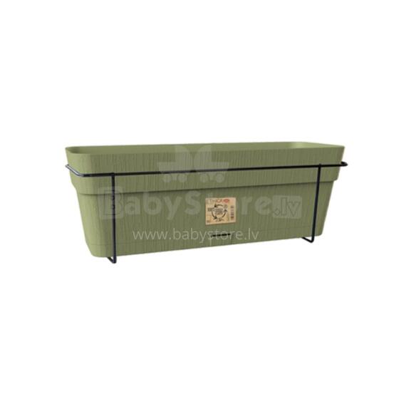 Balcony set with automatic watering system and metal support 50x18x17cm green