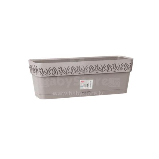 Flower box with tray Gaia 50x18x17cm light gray