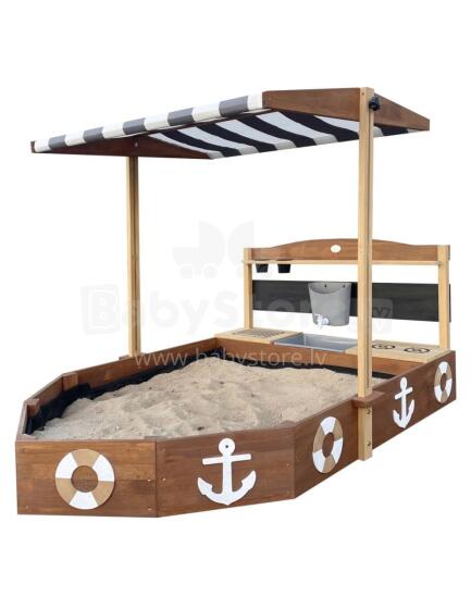 AXI Wooden Sandbox Ship with Mud Kitchen and Canopy