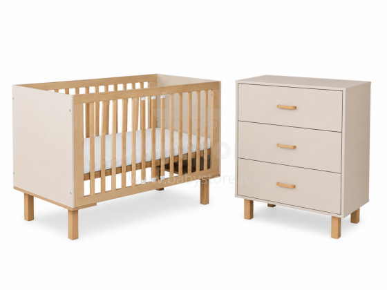Klups Laura Art.290246 Champagne  Children's furniture set: bed and chest of drawers