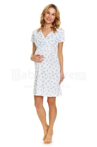 Doctornap  Cotton Night Dress Art.TCB.9394.BLUE_FLOWERS.S.01  Kokvilnas naktskrekliņš grūtniecēm/barošanai