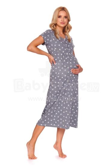 Doctornap  Cotton Night Dress Art.TM.4119.DARK_GREY.S.01  Kokvilnas naktskrekliņš grūtniecēm/barošanai