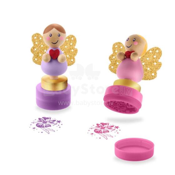 Make a Wish - Wooden stamp angel self-inking, 2 assorted