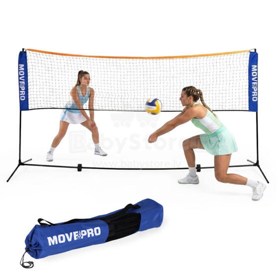 Universāla sieta 305x140 cm 3in1 regulējama badmintonam, volejbolam, tenisam, soma MOVEPRO