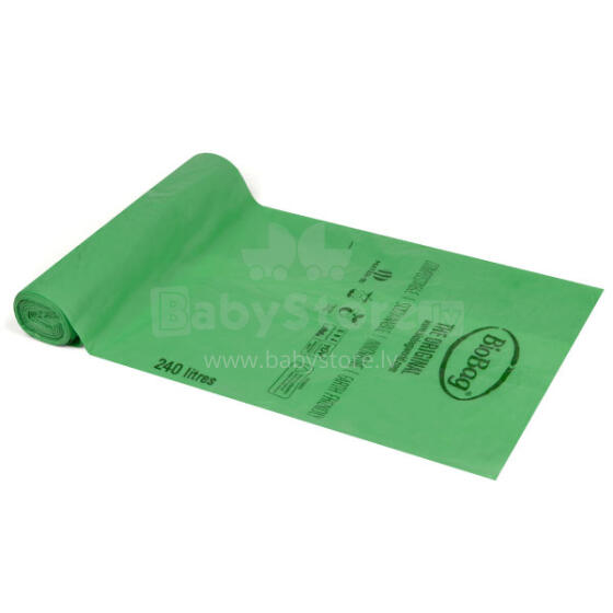 Компостируемые мусорные мешки BioBag 240 л (12 шт. в рулоне) 17 мкр. 87х150 см, зеленые.