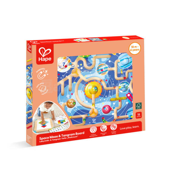 HAPE 2-in-1 space maze & tangram board, E0524K