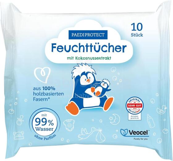 Paediprotect Baby Wipes with Coconut Extract Art.290773 влажные салфетки для малышей с кокосовым эстрактом 10 шт.
