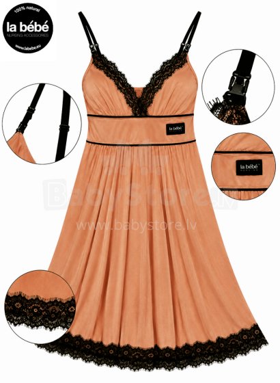 La Bebe™ Nursing Cotton Mia Art.136123 Warm Caramel Ночная сорочка (ночнушка) для беременных и кормящих