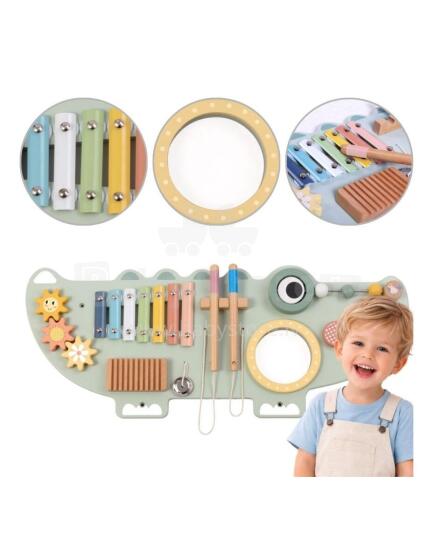 TOOKY TOY Koka Manipulācijas Dēlis Krokodils 3 gab.