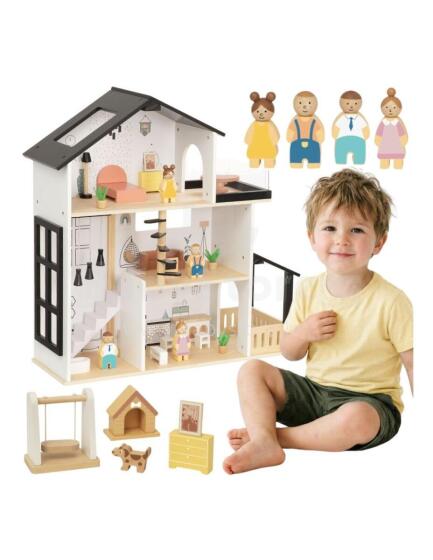 Деревянный домик для кукол TOOKY TOY 25 предметов