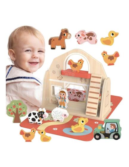 WOOPIE GREEN Wooden Foldable Farm in a Suitcase with Animals 11pcs