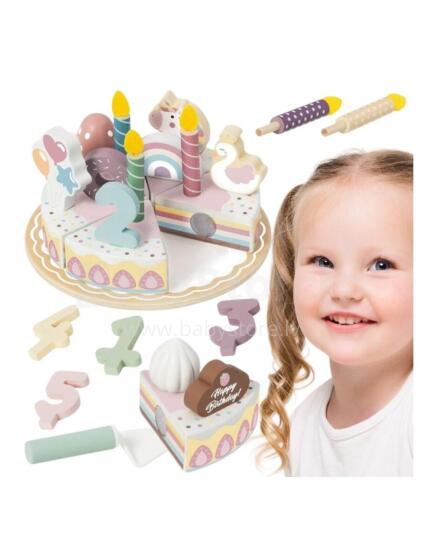 WOOPIE GREEN Wooden Birthday Cake for Cutting with Velcro 27 pcs.