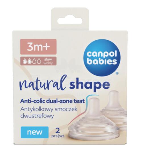 CANPOL BABIES teat NATURAL SHAPE Anti-colic, slow flow, 3m+, 2 pcs., 21/751