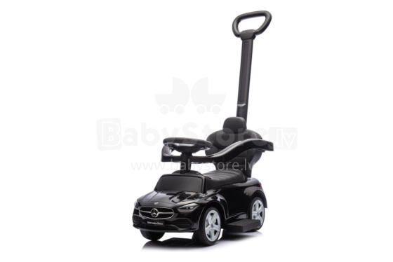 Ride-on car with handle - 668- rubber wheels PVC  - eco-leather - MERCEDES C63 -BLACK
