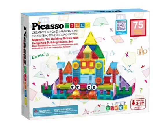 PICASSO TILES Magnetic Construction Set Building Blocks 75 pcs, PTE21