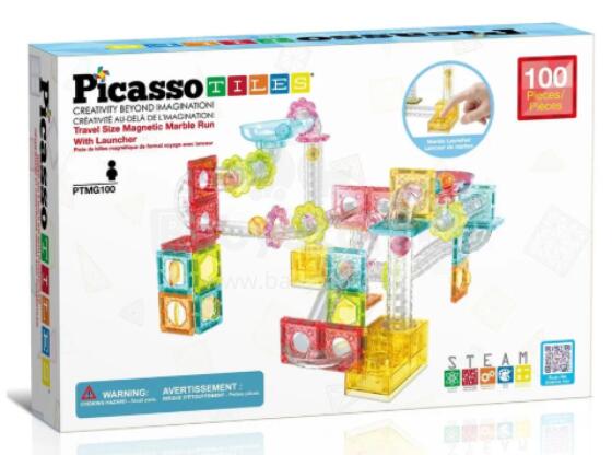 PICASSO TILES Magnetic Construction Set Marble Run 100 pcs, PTMG100