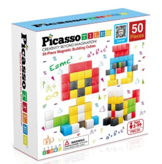 PICASSO TILES Magnetic Construction Set Magnetic Cubes 50 pcs, PMC50