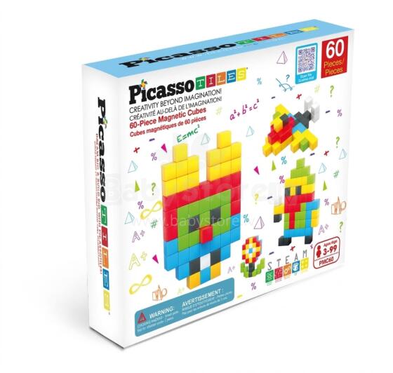 PICASSO TILES Magnetic Construction Set Magnetic Cubes 60 pcs, PMC60