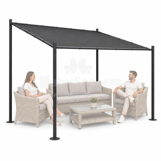 Dārza pergola terasei 3x3 m tērauda nojume pelēka MultiGarden