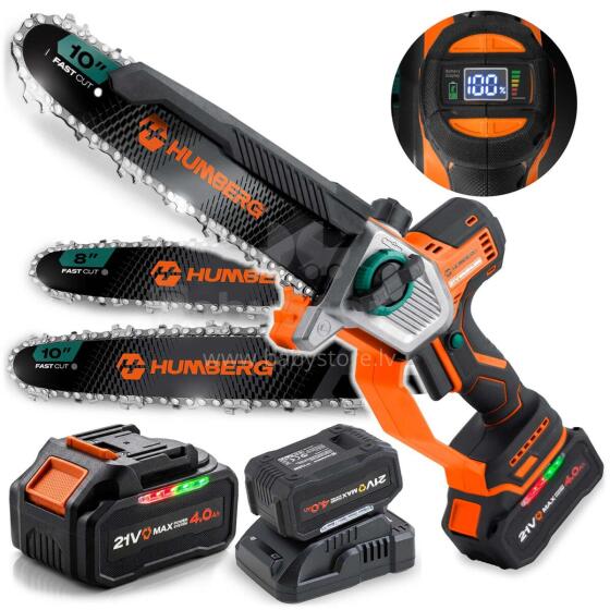 Cordless Chainsaw 4.0Ah Branch Cutter 10" 8" Saw Humberg HM-437