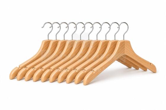 Bebe Basic Cloth Hanger Art.291995 Drēbju pakaramais (dabīga koka, 10 gb.)