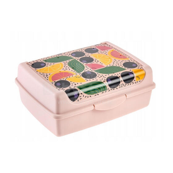 Food storage container deco-click-box midi 1L Carla &ldquo;Fruits&rdquo; 17x13x7cm pink