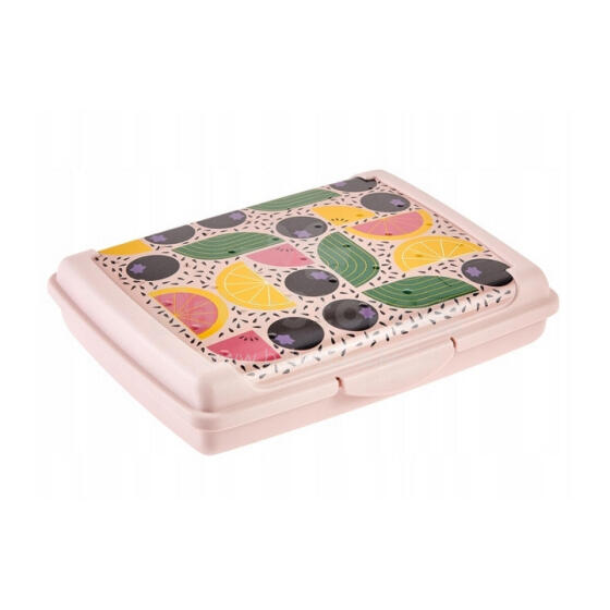 Food storage container deco-click-box mini 0.5L Carla &ldquo;Fruits&rdquo; 17x13x3.5cm pink