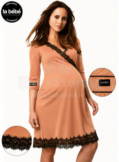 La Bebe™ Nursing Cotton Dress Donna Art.135986 Jade Невероятно комфортное платье/халатик для будущих и кормящих
