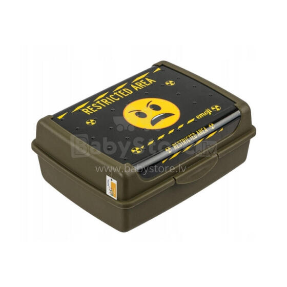 Food storage container deco-click-box midi 1L Carla &amp;quot;Emoji Danger&amp;quot; 17x13x7cm olive color