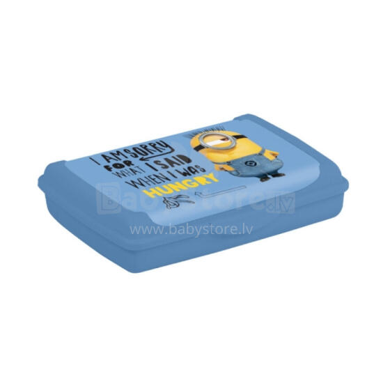 Food storage container deco-click-box mini 0.5L Carla &amp;quot;Minions Hungry&amp;quot; 17x13x3.5cm light blue
