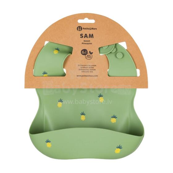 PETITE&MARS 706122 Silicone Bib Take & Match Sweet Pineapples 6m+