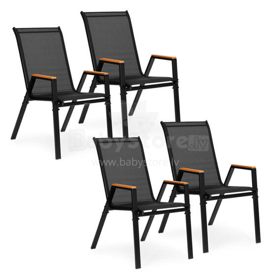 Set of 4x garden chair, set for terrace balcony, black, MultiGarden