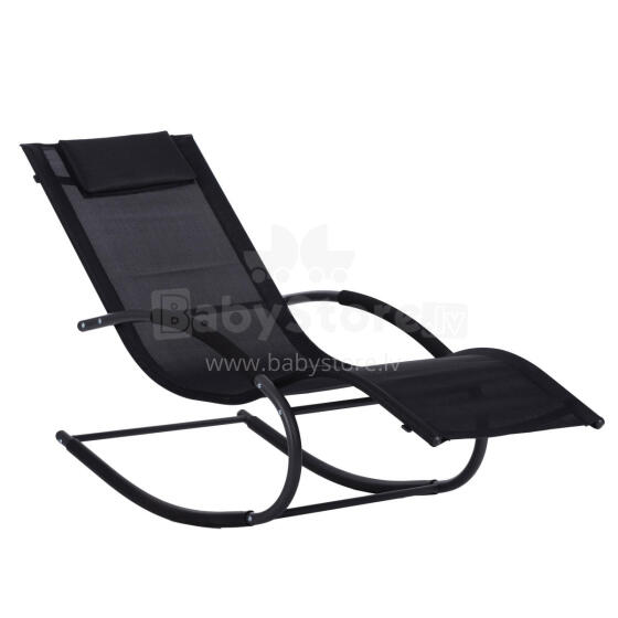 Garden lounger, zero gravity recliner, rocking chair, headrest, black, MultiGarden