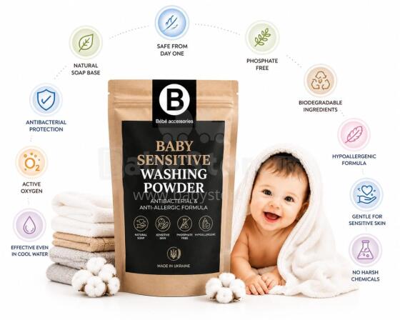 Bebe Basic Baby Sensitive Washing Powder Art.292438 Veļas mazgāšanas līdzeklis mazuļiem no pirmajām dzīves dienām,400g