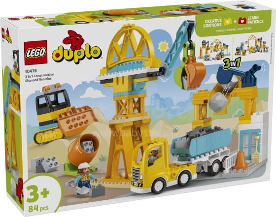 LEGO DUPLO 3 in 1 Būvniecības vieta un transportlīdzekļi