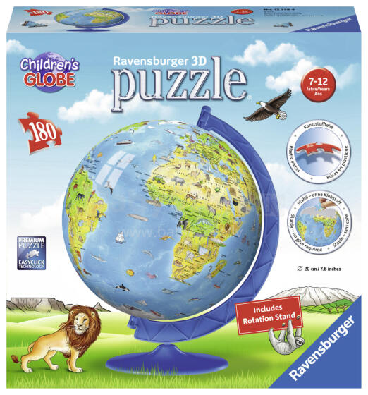 Ravensburger 3D puzle bumba 180 gab. bērnu globuss