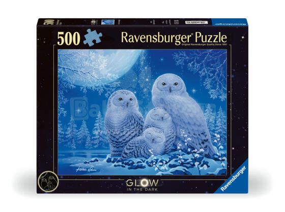 Ravensburger Spīdīgais Puzlis 500 Gabali: Pūces Mēness Gaismā
