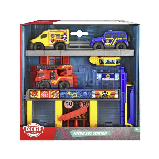 Dickie Toys Glābšanas dienestu stacija un transportlīdzekļu spēļu komplekts