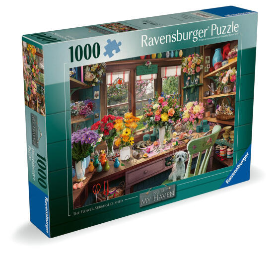 Ravensburger puzle 1000 gabali: Ziedu sakārtošanas šķūnis